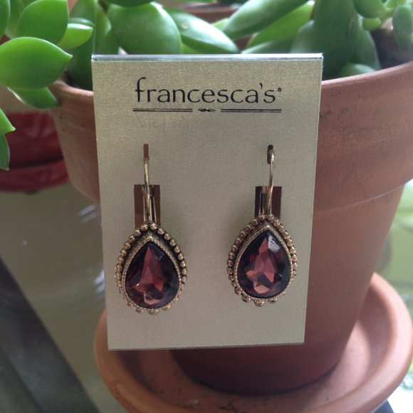 Francesca's Cathie Euro Teardrop Earrings in Berry - Picture 4 of 5